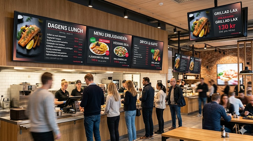 Dagens lunch på TV-skärm — Lunchzonen Restaurang